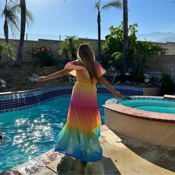 NWT Medium Strapless Rainbow Summer Maxi Dress - Picture 14 of 14
